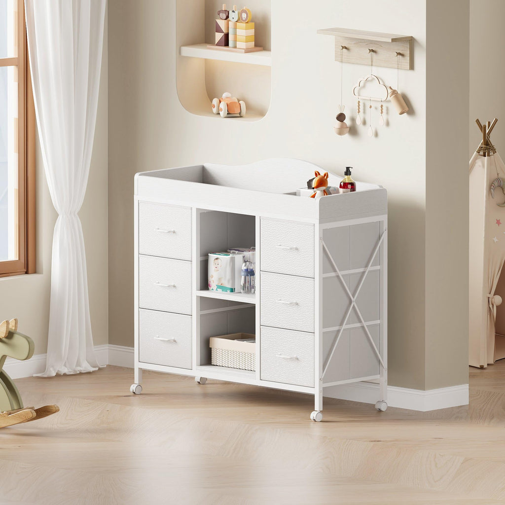 White 6 Drawer Dresser F638