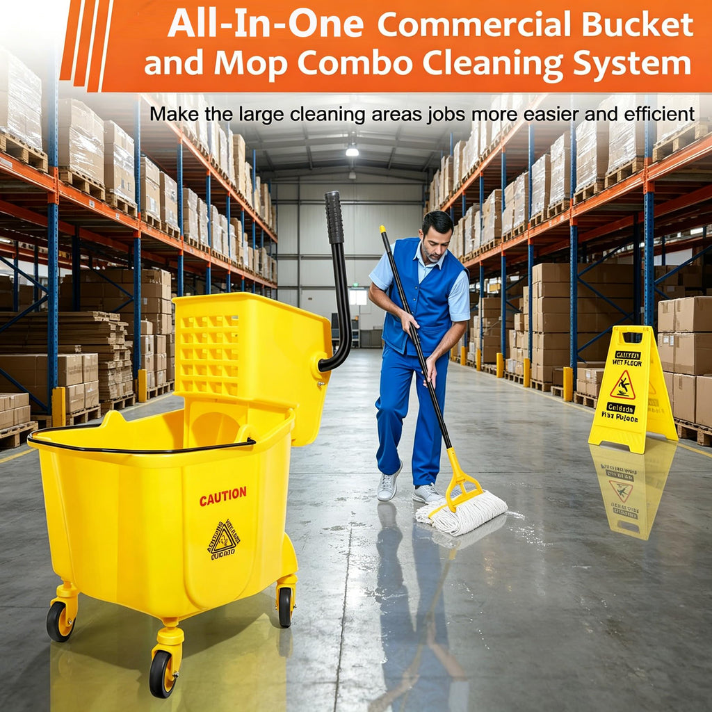 35 Qt Mop Bucket with Side-Press Wringer on Wheels N8877