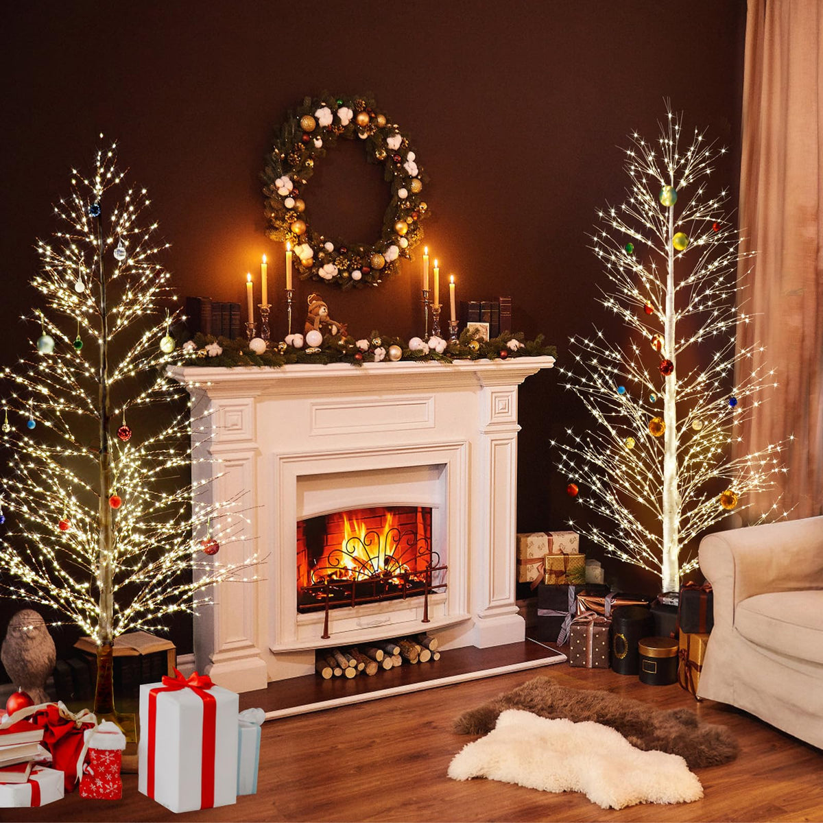 6FT Lighted Birch Tree with 1300 LED Lights G77173