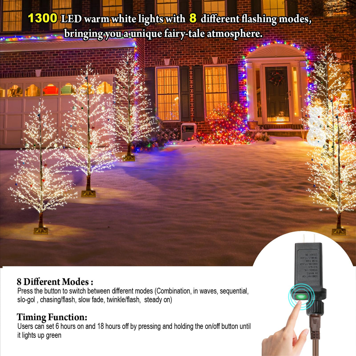 6FT Lighted Birch Tree with 1300 LED Lights G77173
