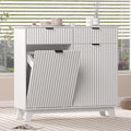 White 20 Gallon Double Tilt Out Laundry Hamper Cabinet with 2 Drawers T3871
