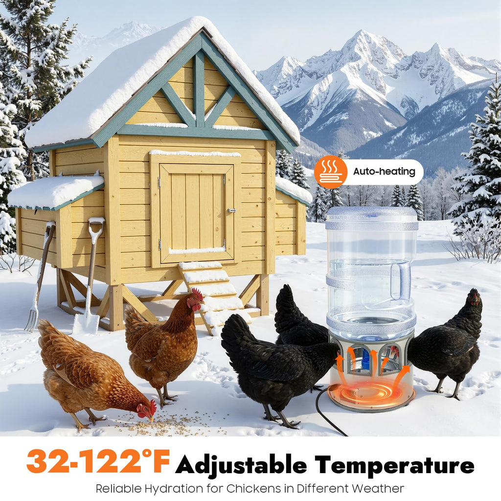 5 Gal Heated Chicken Waterer 80W Adjustable Temperature R52869