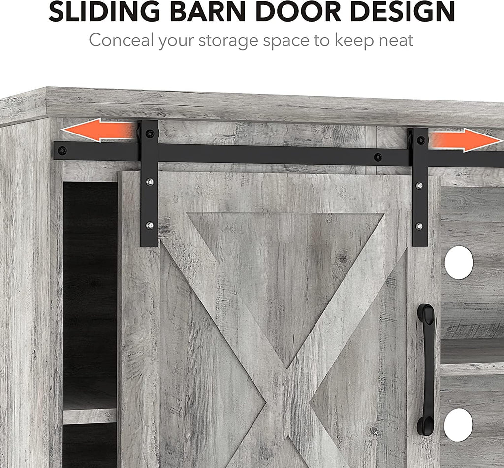 Rustic Grey TV Stand with Storage and Barn Doors I312516