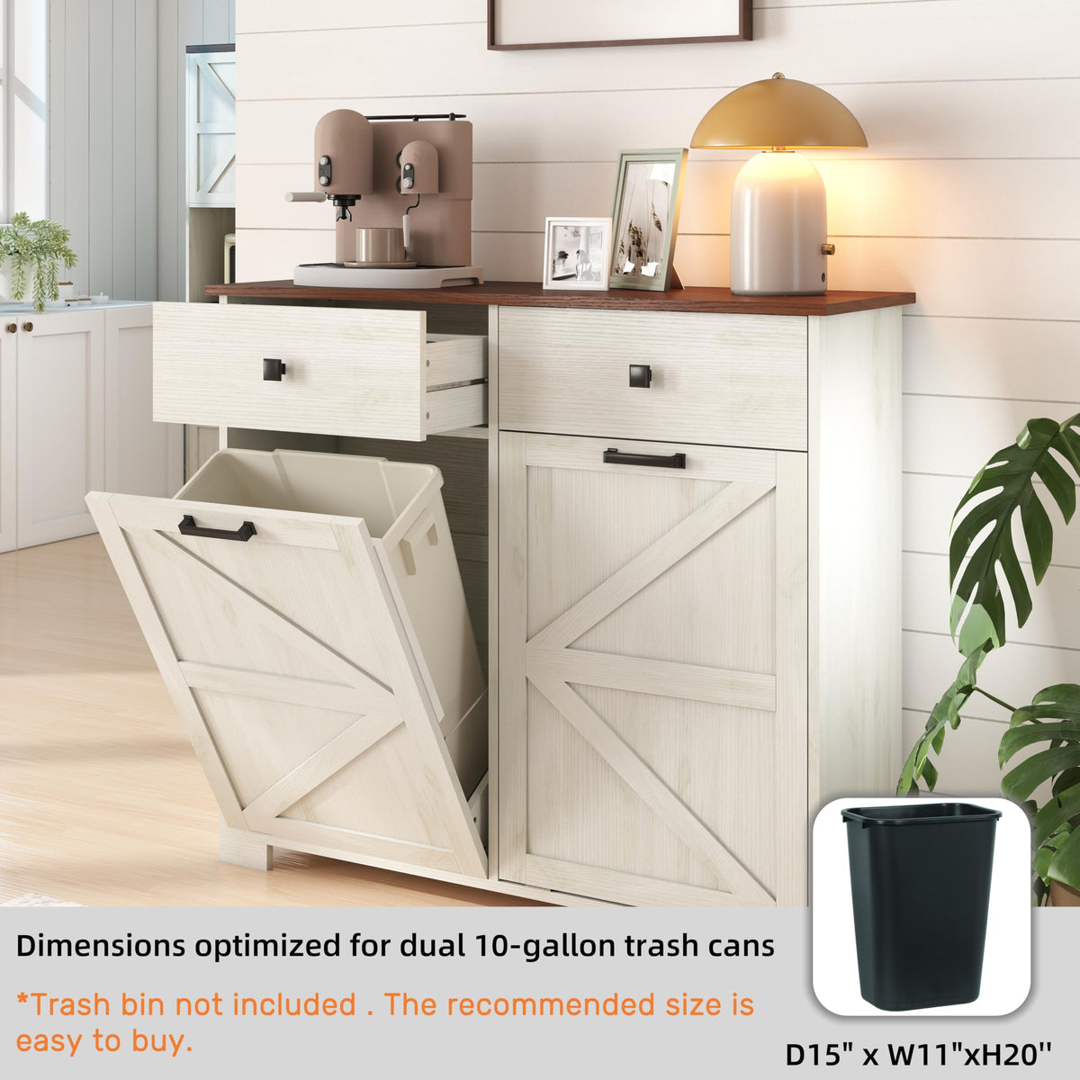 Double Tilt-Out Trash Cabinet for 2x10 Gallon Cans S8113