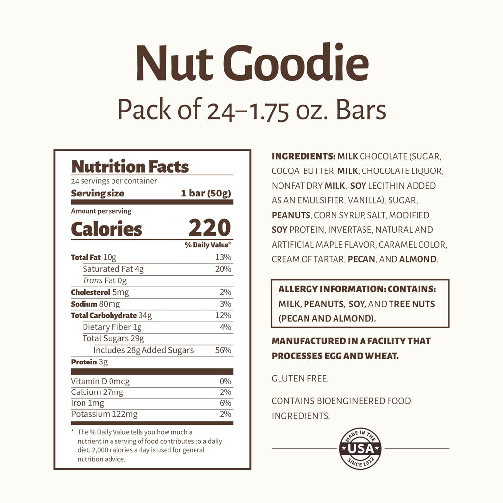Roasted Peanuts Milk Chocolate Maple Nougat Cluster Bar Pack of 24 I5981
