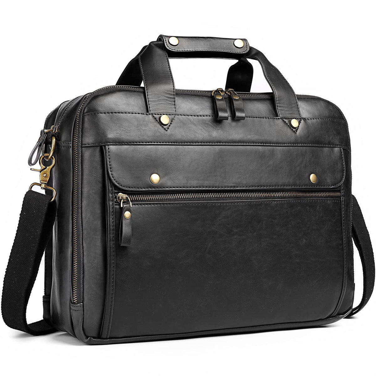 Black Leather 15.6 Inch Laptop Messenger Bag R94926