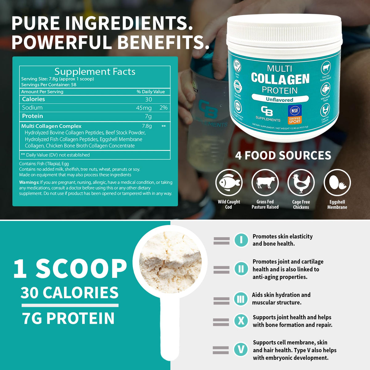Multi Collagen Protein Powder Unflavored 58 Servings A256285