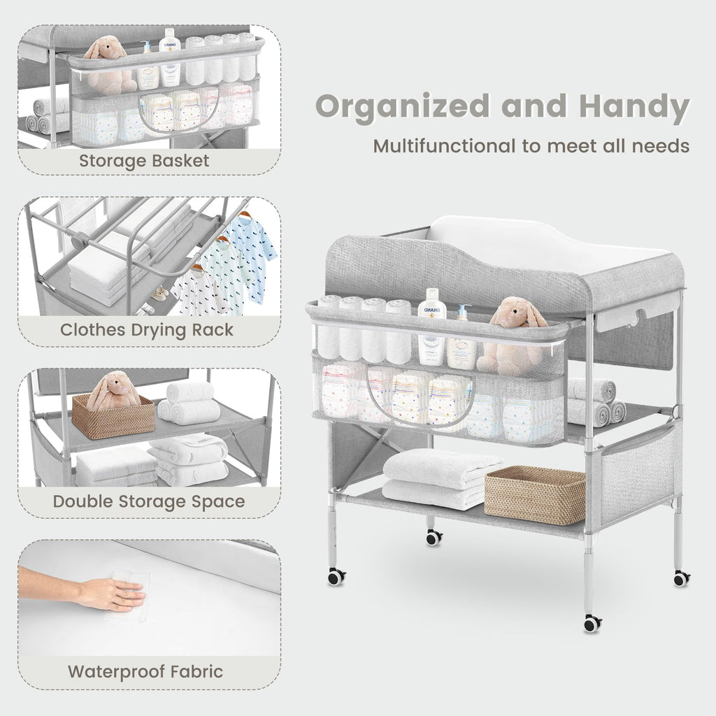 Portable Foldable Waterproof Height Adjustable Baby Diaper Changing Table M50132