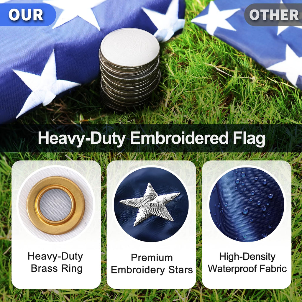 16FT Silver Thickened Aluminum RV Flagpole Z46826