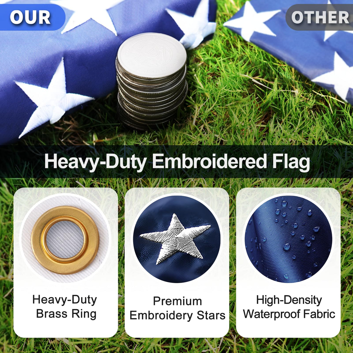 16FT Silver Thickened Aluminum RV Flagpole Z46826