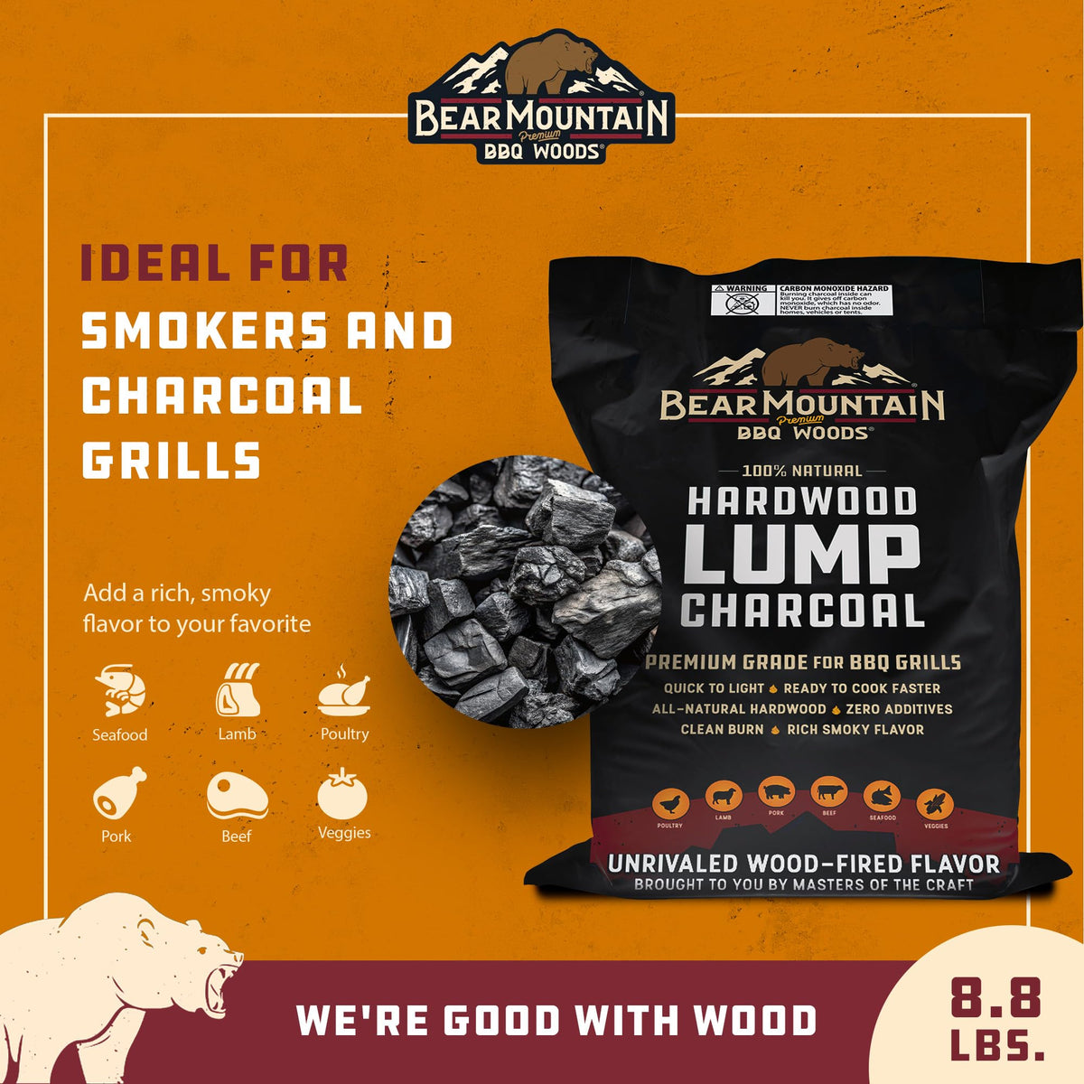 4 Pack Hardwood Lump Charcoal 16 Pounds I143334