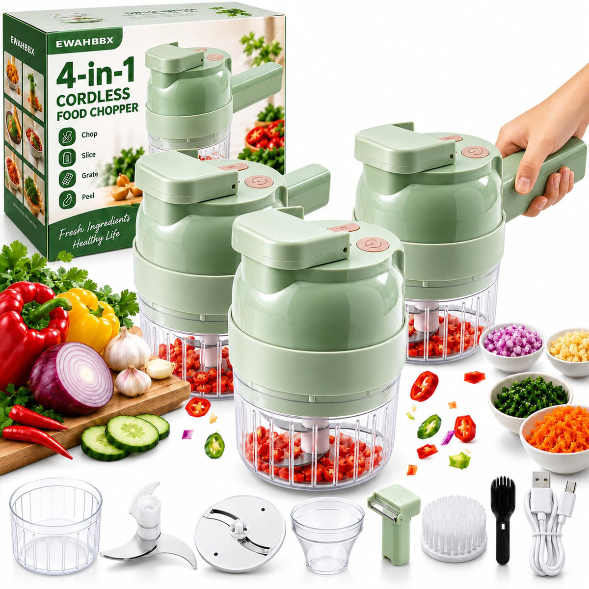 4 in 1 Handheld Electric Vegetable Chopper W574074