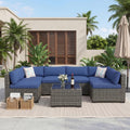 7-Piece Outdoor Rattan Sectional Sofa Set with Coffee Table L808816