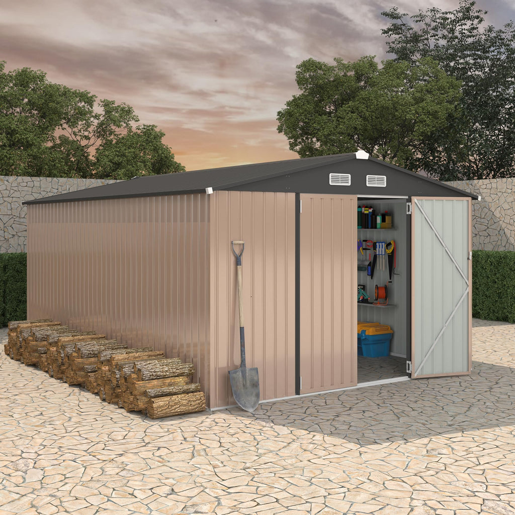 10X14 Ft Metal Storage Building with Lockable Door V507