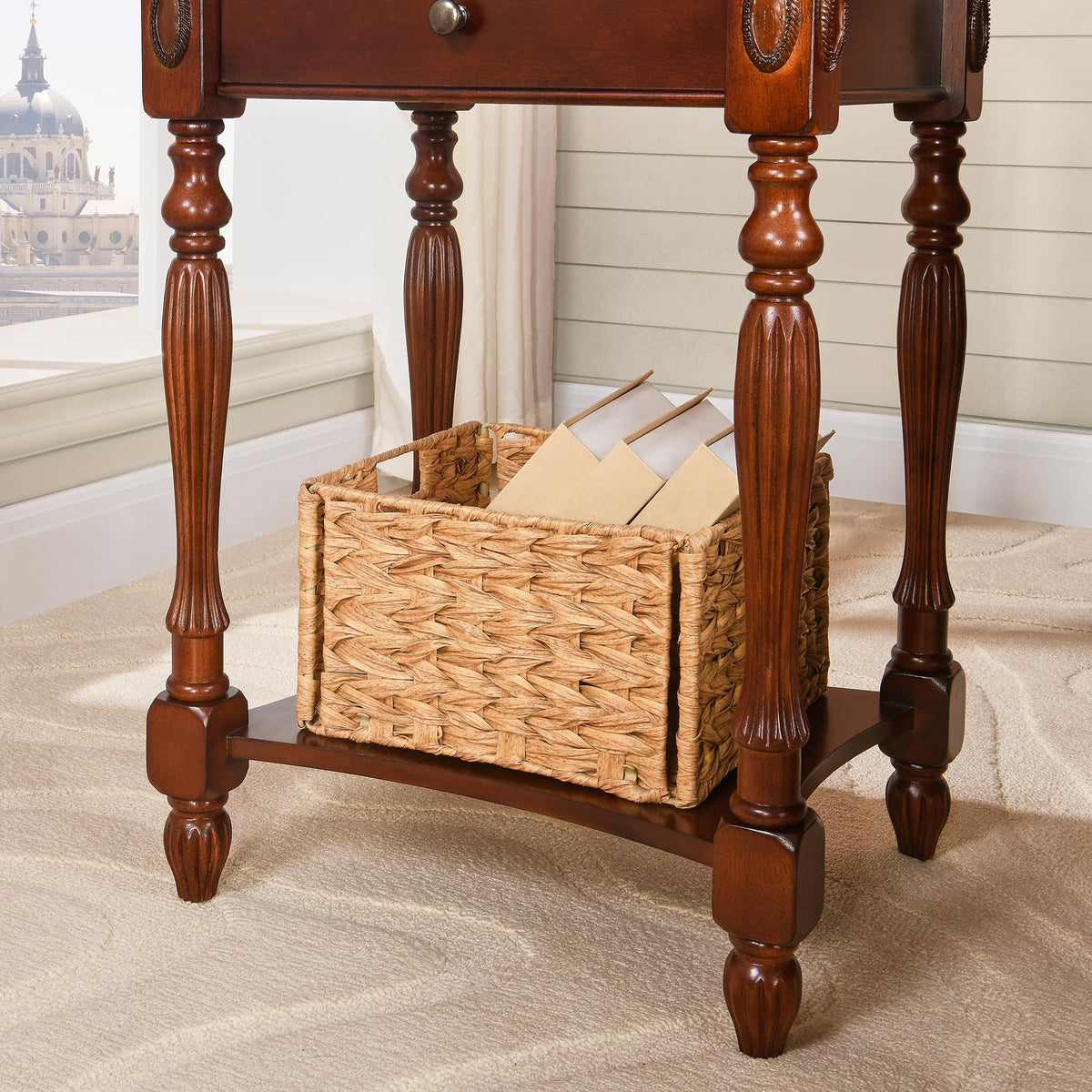 Side Table with Drawer and Storage Shelf E351309