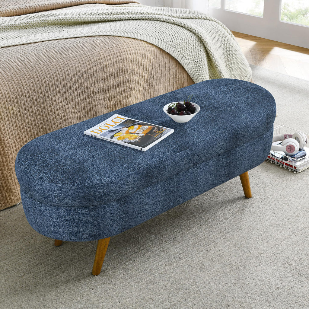Oval Storage Bench with Rubber Wood Legs R52776