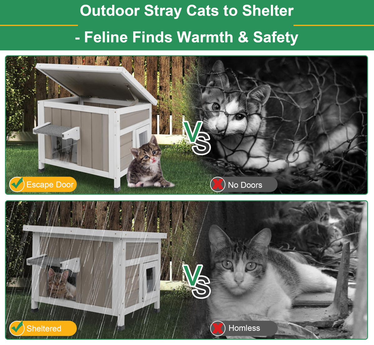 Weatherproof Outdoor Cat House P63101