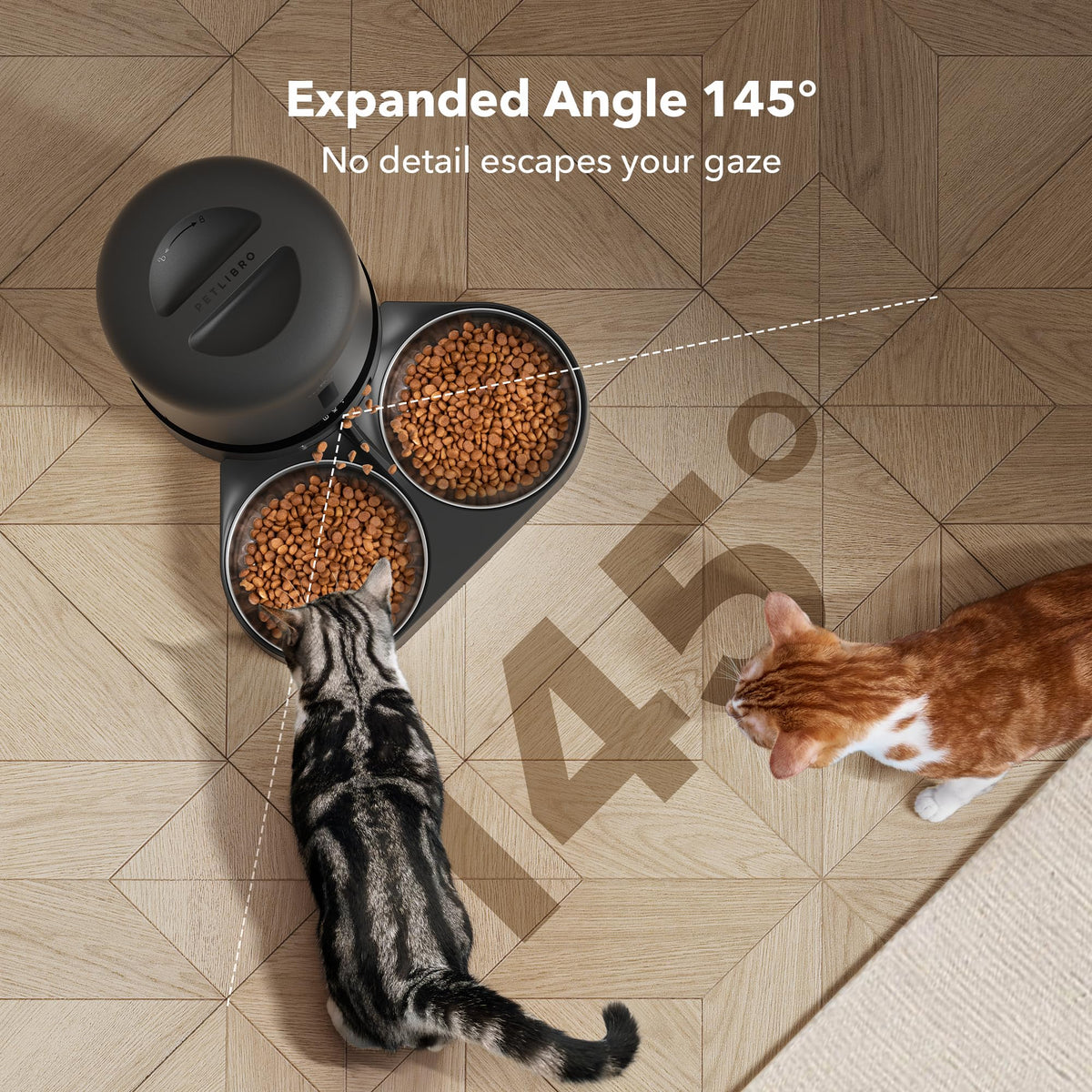 Automatic Cat Feeder with Camera, 1080P HD Video, 5G WiFi, 2-Way Audio, Dual Tray, Black 5L G2702