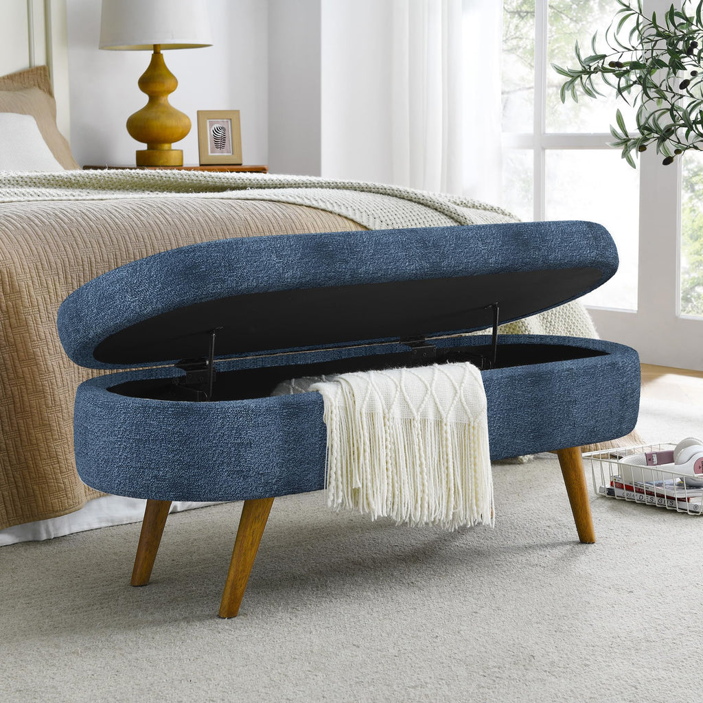 Oval Storage Bench with Rubber Wood Legs R52776
