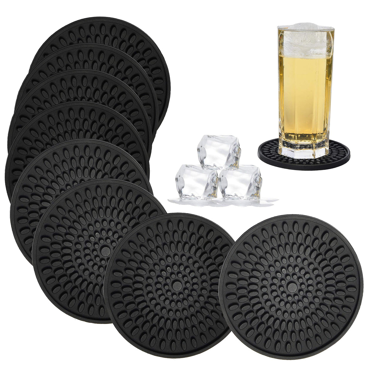 Silicone Coasters Set of 8 Black V669
