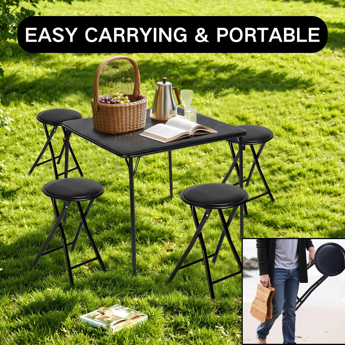 18-Inch Backless Folding Stools Set of 4 K24571