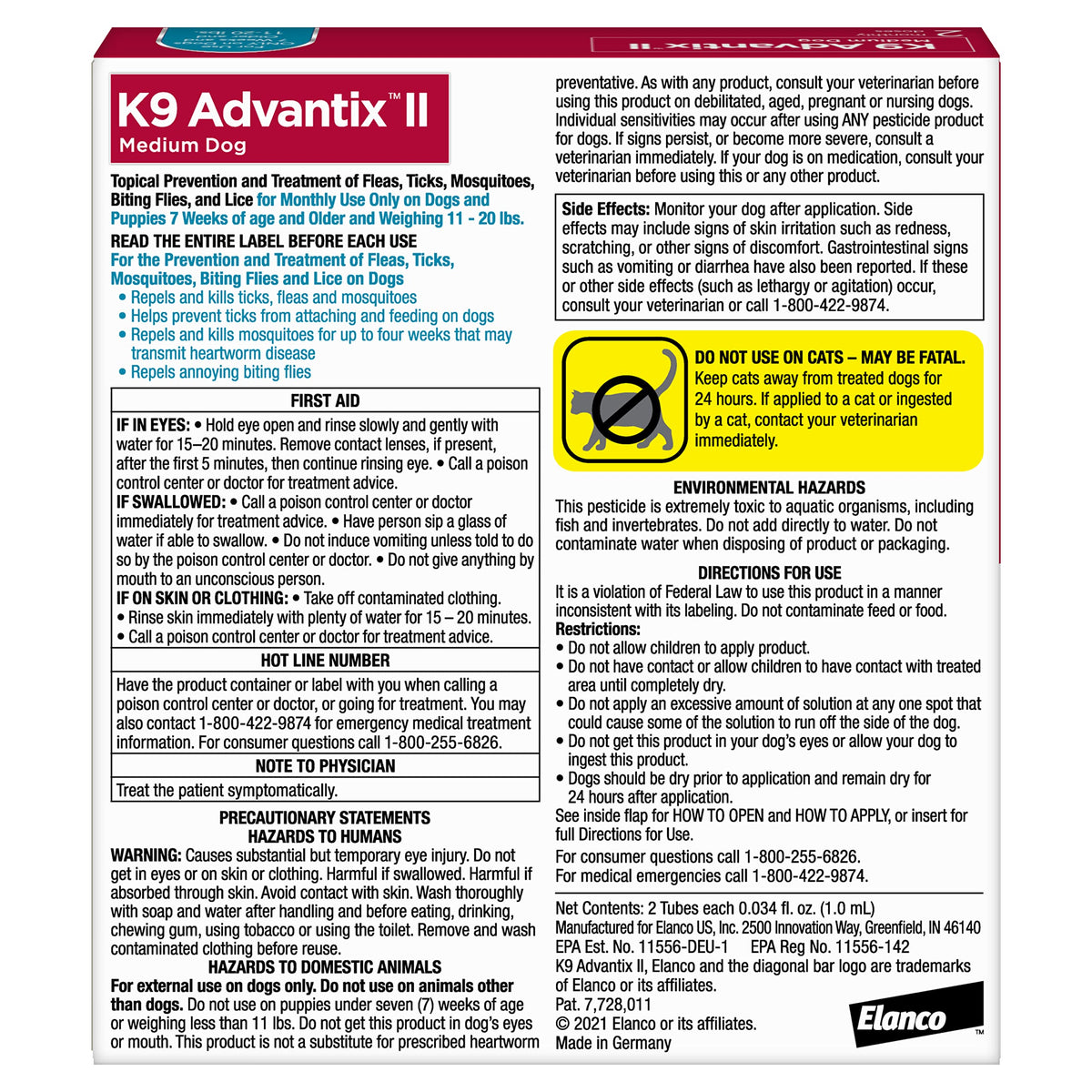 Flea & Tick Topical for Medium Dogs 11–20 lbs., 2ct O256