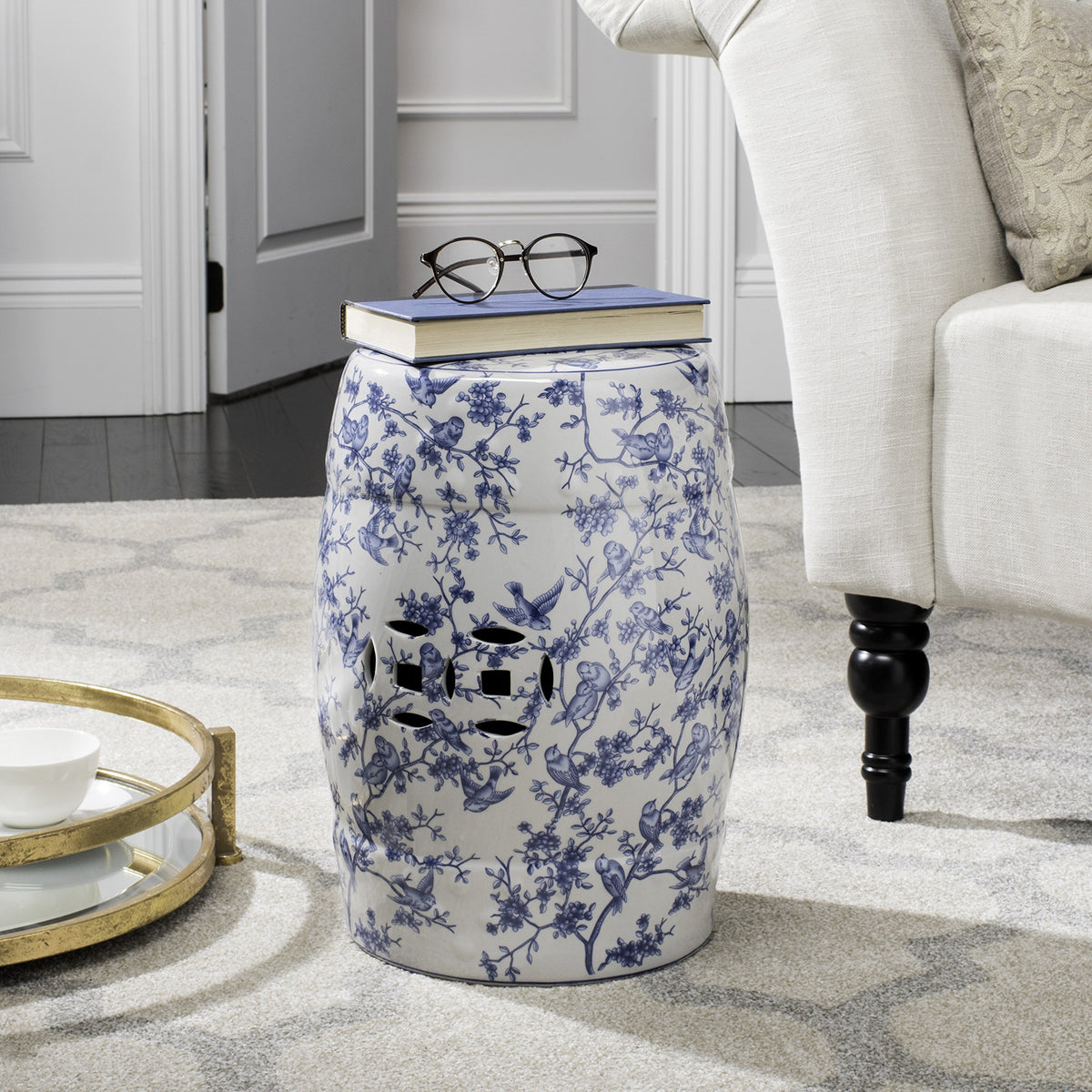 Blue Ceramic Garden Stool S4023